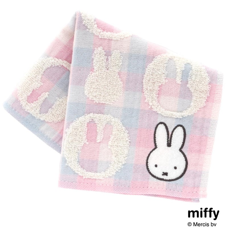 miffy 表ガーゼ地・裏タオルハンカチ パステルチェック PI